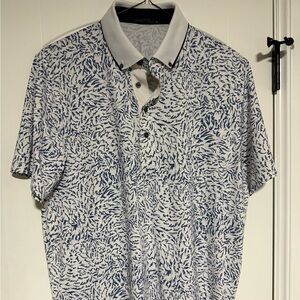 Greyson Mens Blue and White Golf Polo Shirt